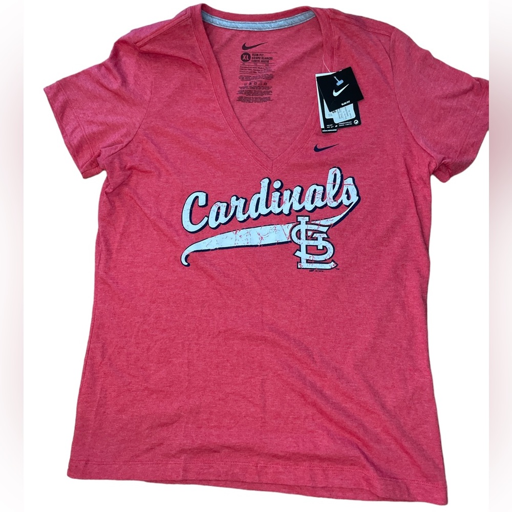 Nike St Louis Cardinals Slim‎ Fit Women’s New V Neck Size XL T-Shirt NWTS Red